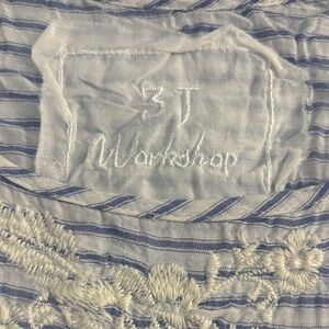 Johnny Was Blue and White Striped Top